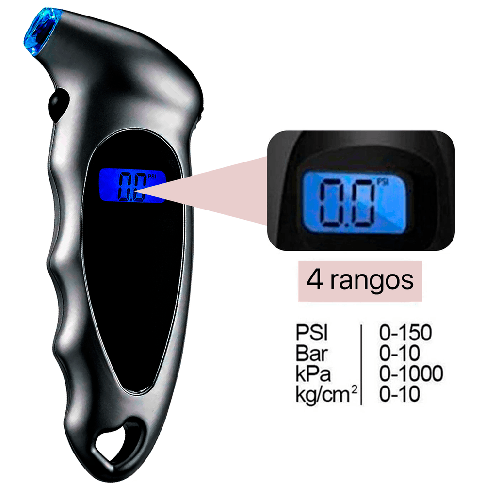 Medidor Presión De Llantas Digital Luz Portátil Carro Moto Bicicleta Balon - Imagen 5